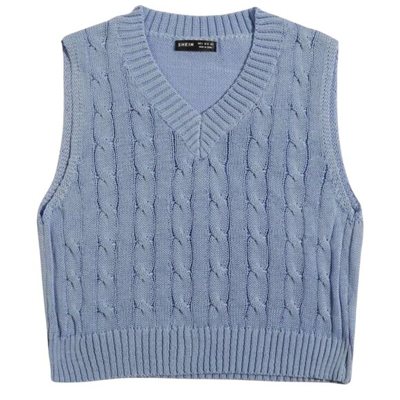 SHEIN Cable Knit Cropped Sweater Vest - Picture 1 of 6